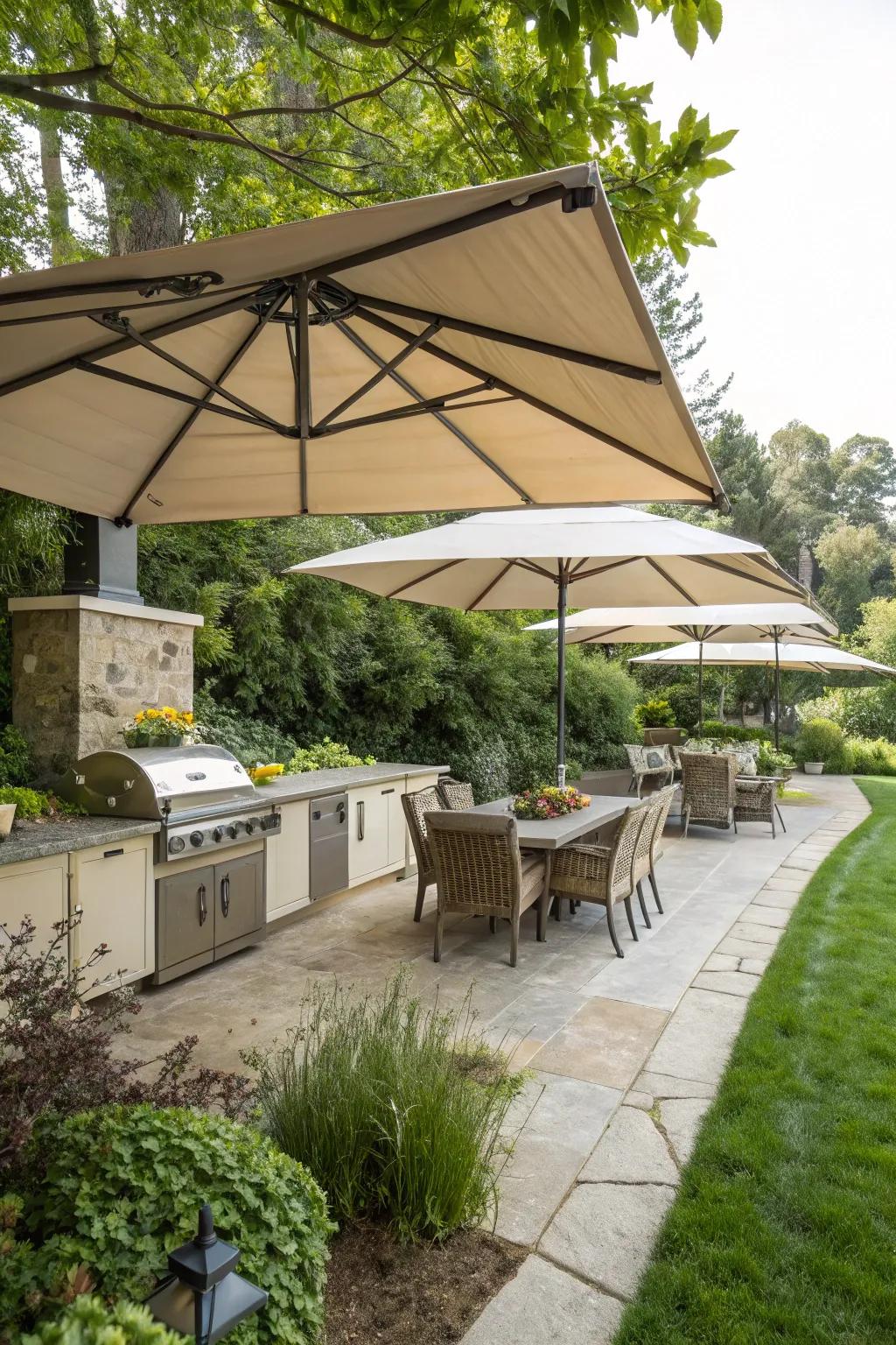 Patio umbrellas offer flexible and stylish shade solutions.