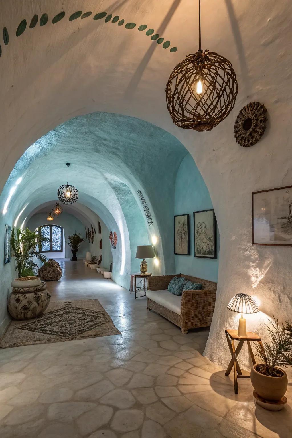 Rounded plans introduce style and fluidity to below-ground spaces.