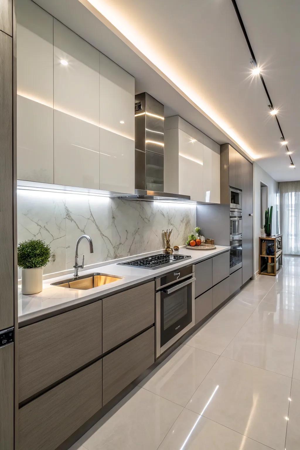 Laminate sheets offer a sleek and easy-to-maintain backsplash solution.