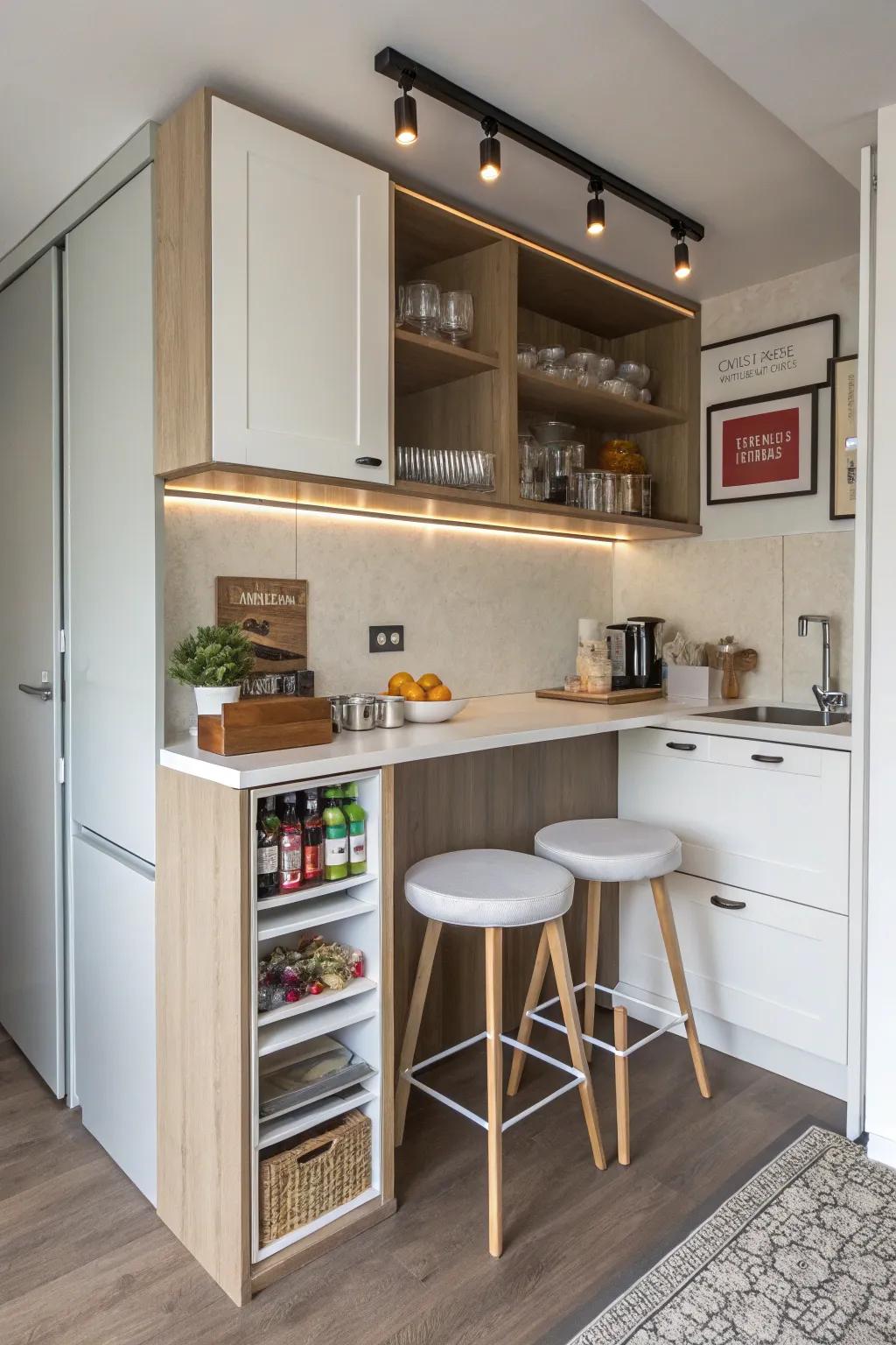 Compact bar design perfect for small footprints.