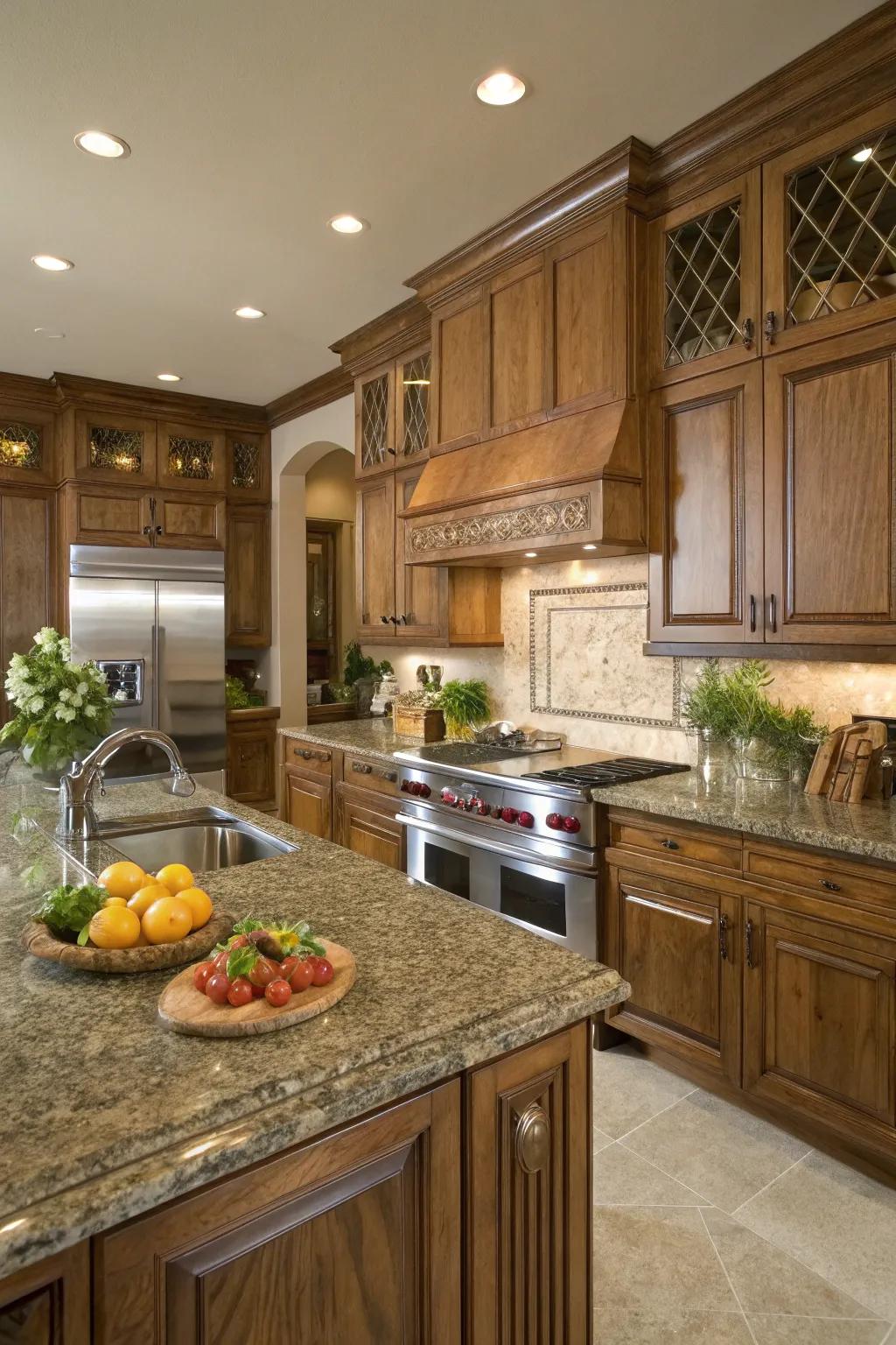 Jewel stone worktops bring natural beauty and sturdiness.