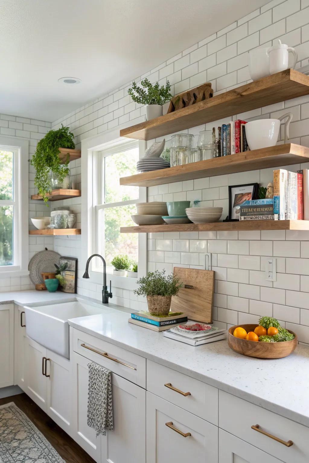 Uneven racks add lively interest and creativity.