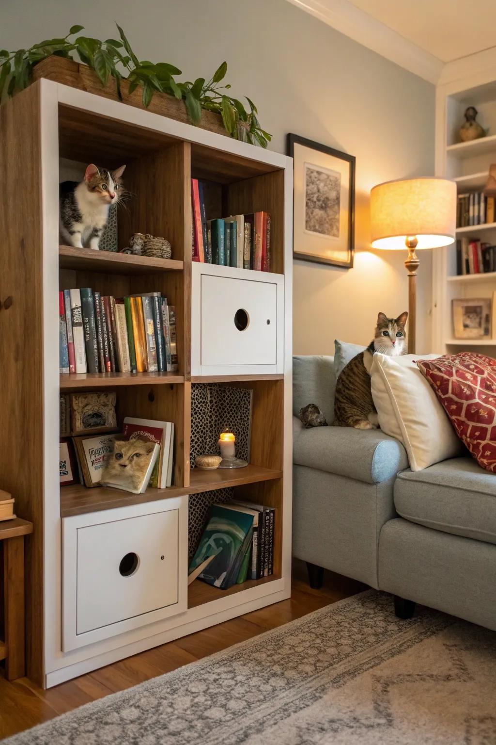 Smart furnishing solutions that cater to your books and your kittens' curiosity.
