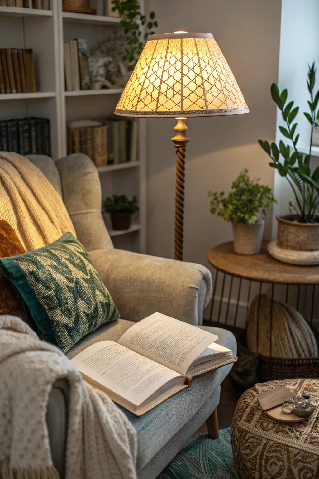 Create dimension with layered textured fabrics on your lampshade.