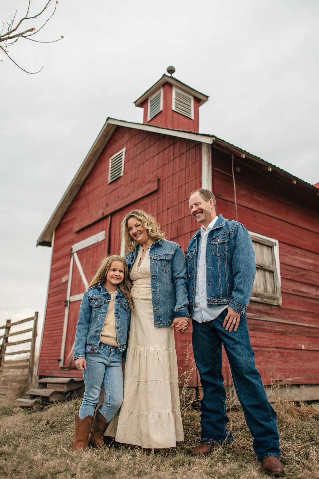 Chambray paired with cream colors creates a relaxed, rustic appearance.