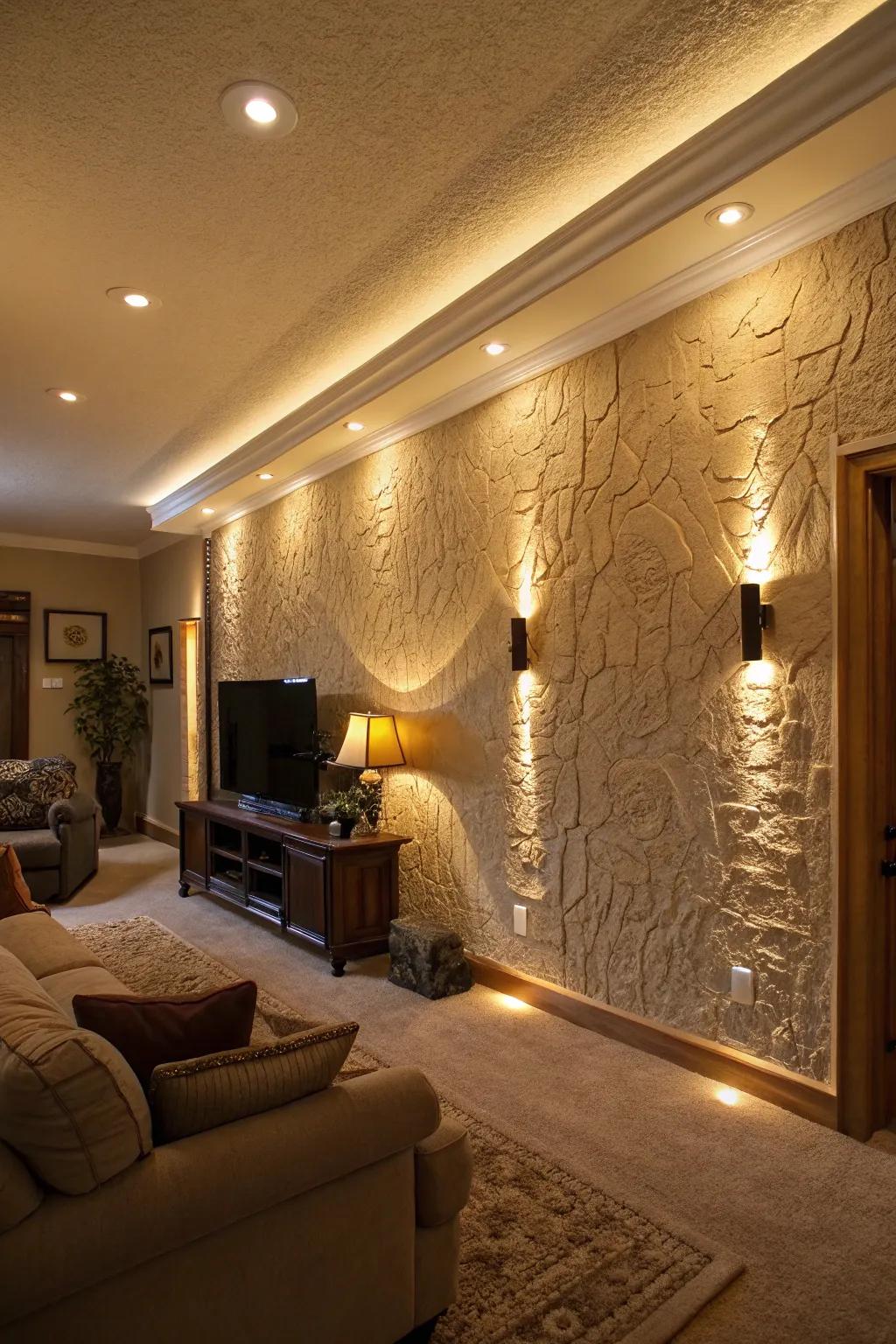 Wall-washing LEDs achieve a dramatic impact.