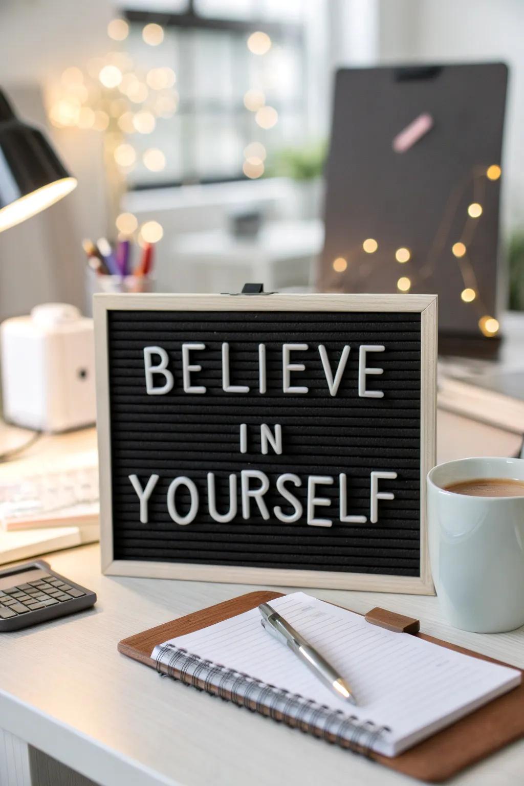 Maintain inspiration with motivational excerpts on your display board.