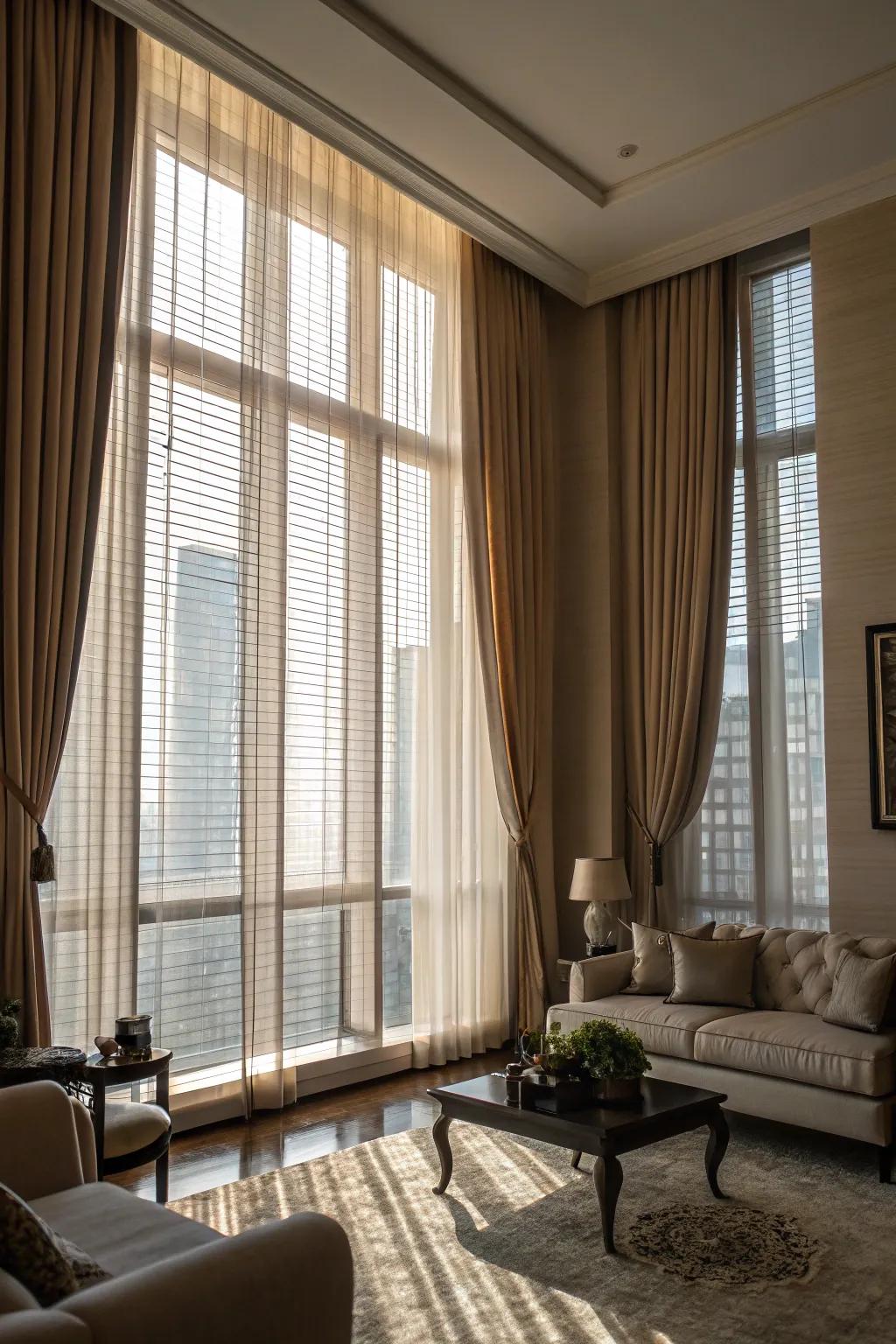 Full-length drapes amplify the grandeur of any room.