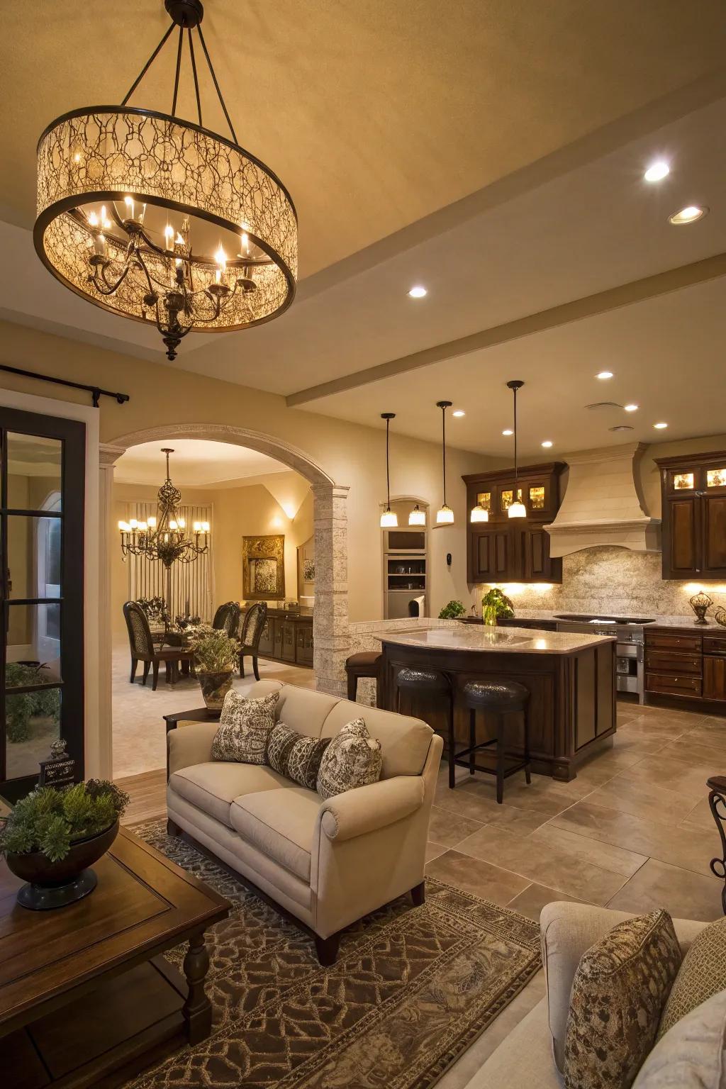 Fashionable illumination improves the ambiance and serves as a focal point.