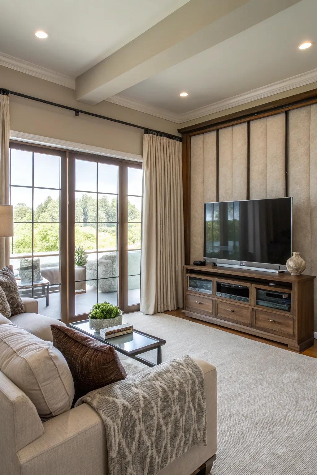 Sliding panels keep the TV hidden when not being used.