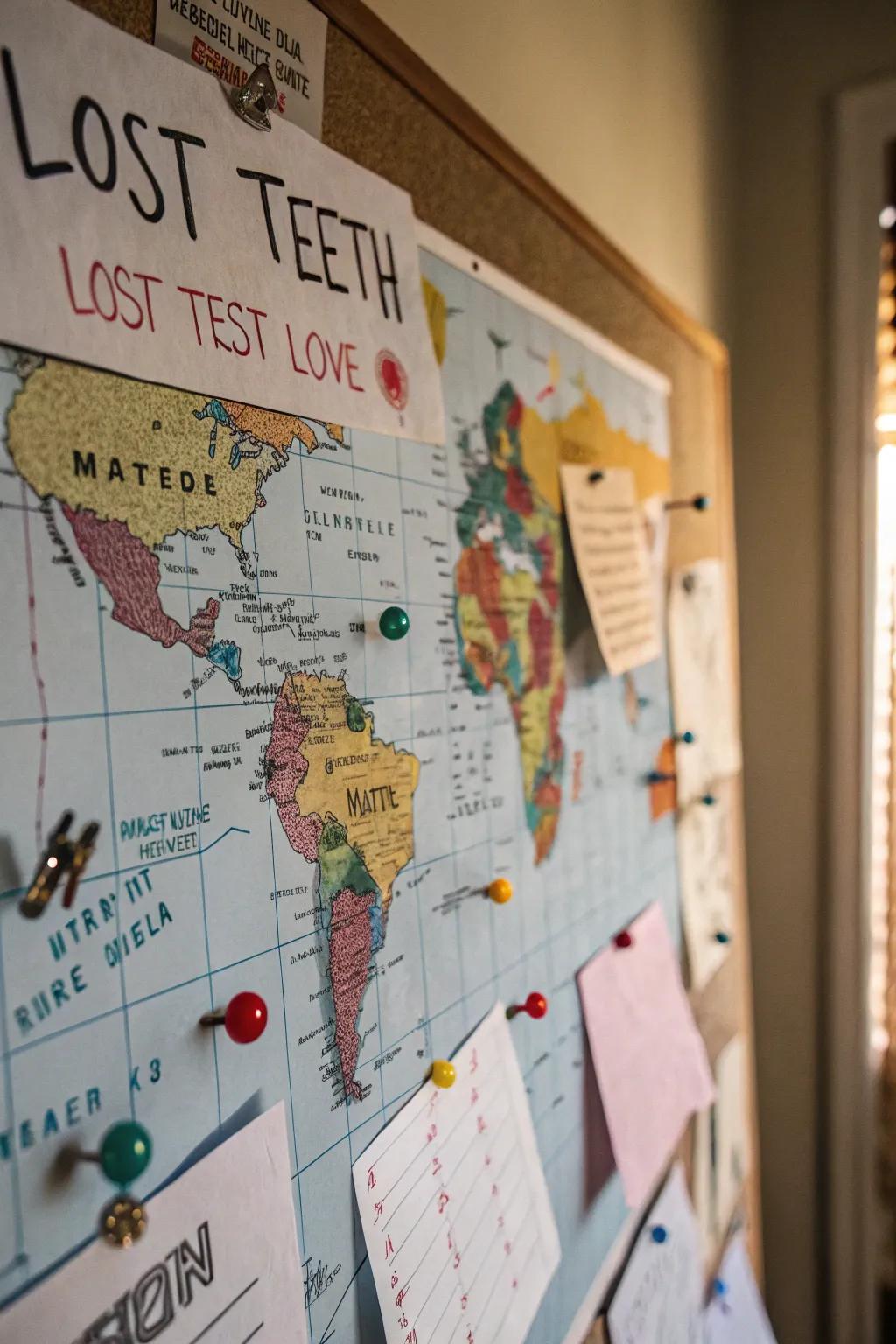 Track tooth shedding across the classroom with a creative map theme.