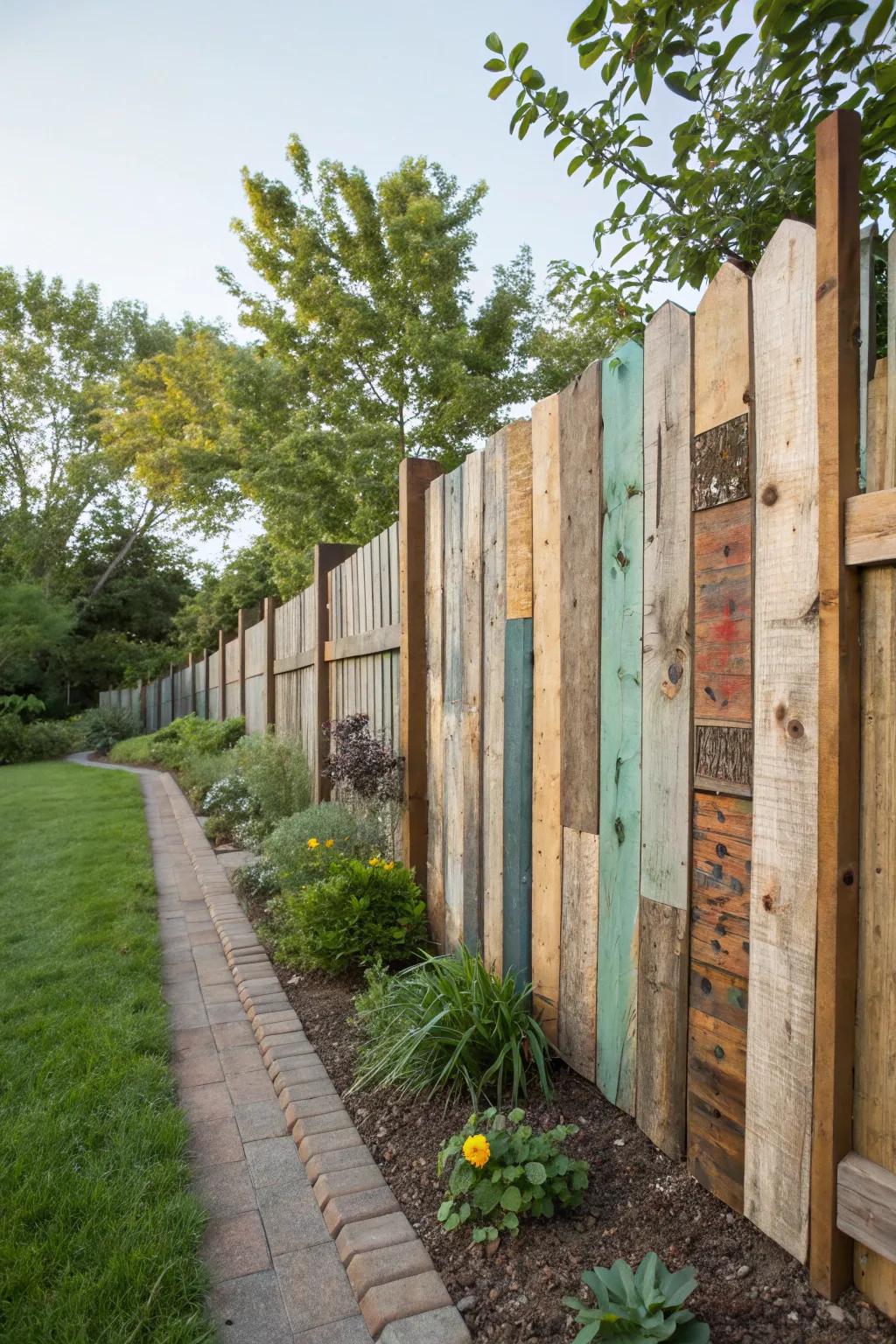 Add character to your garden with reclaimed wood fencing.