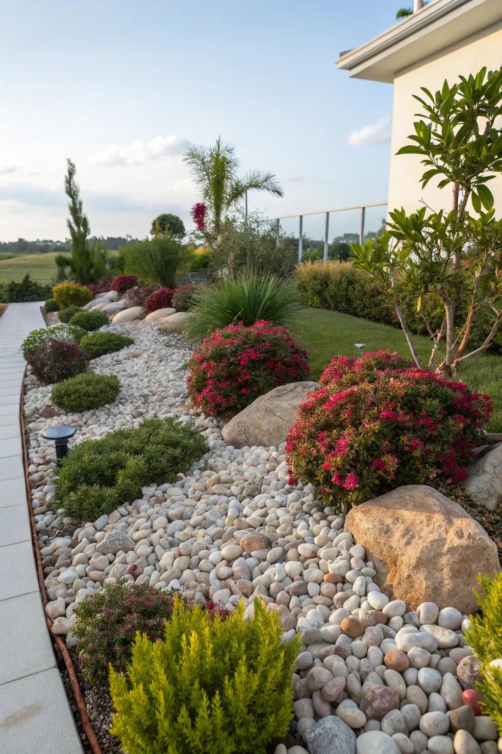 Ornamental gravel brings texture and charm.