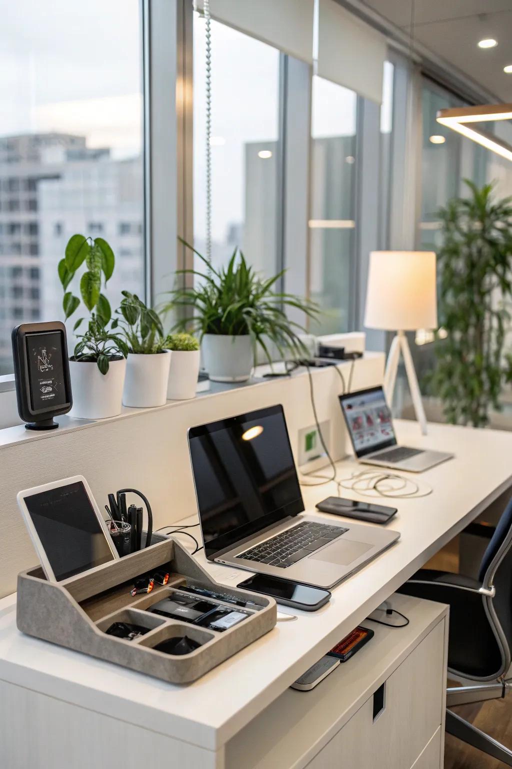 A structured tech hub keeps your workspace neat and efficient.