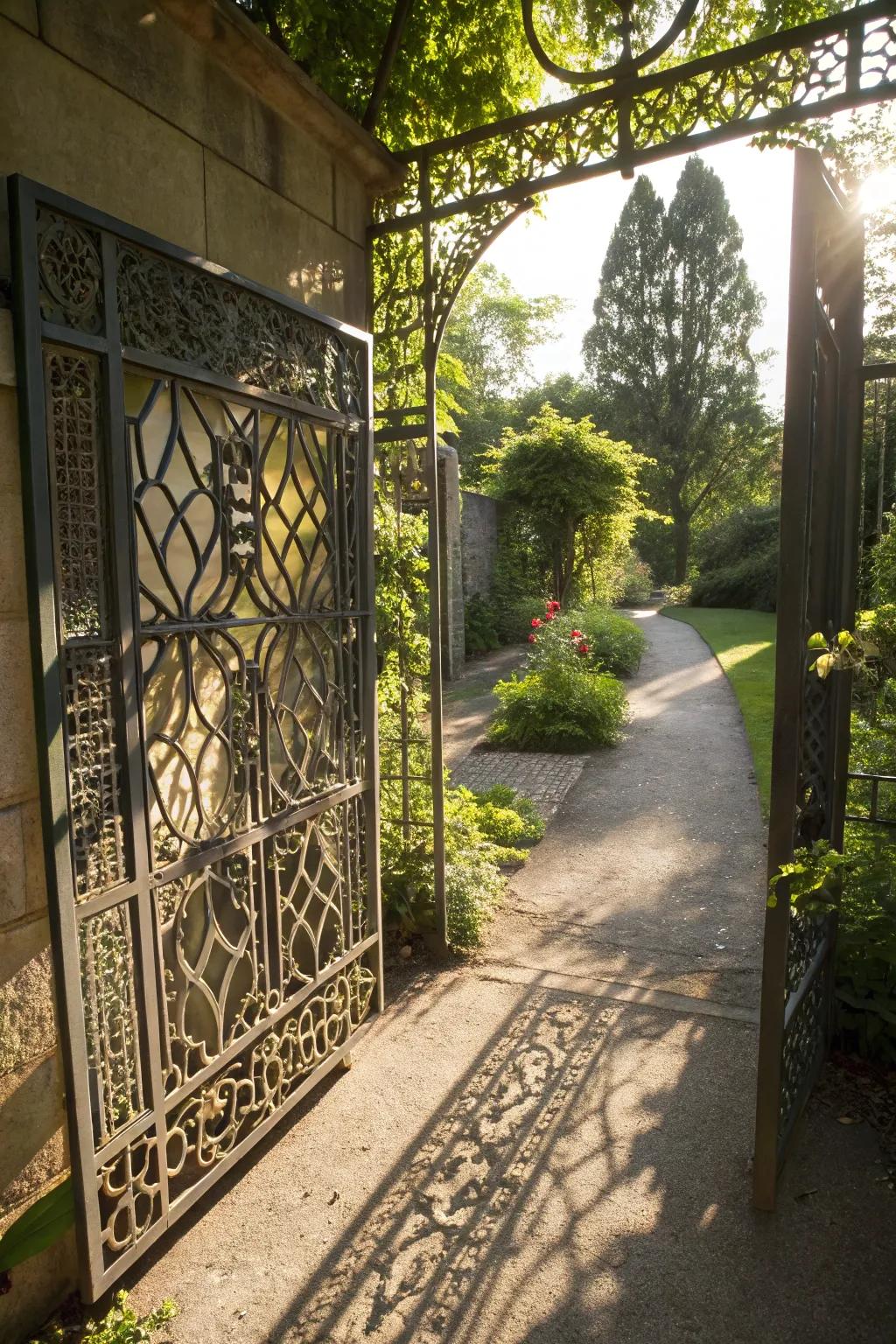 Geometric patterns introduce a modern edge to metal gates.