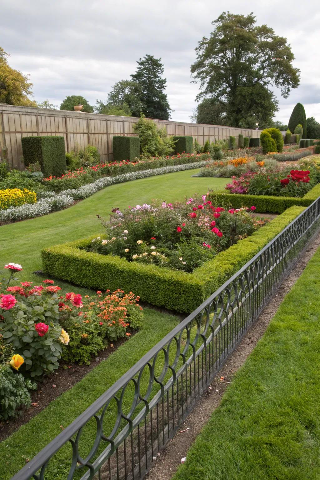 Metal edging helps maintain neat lawn boundaries.