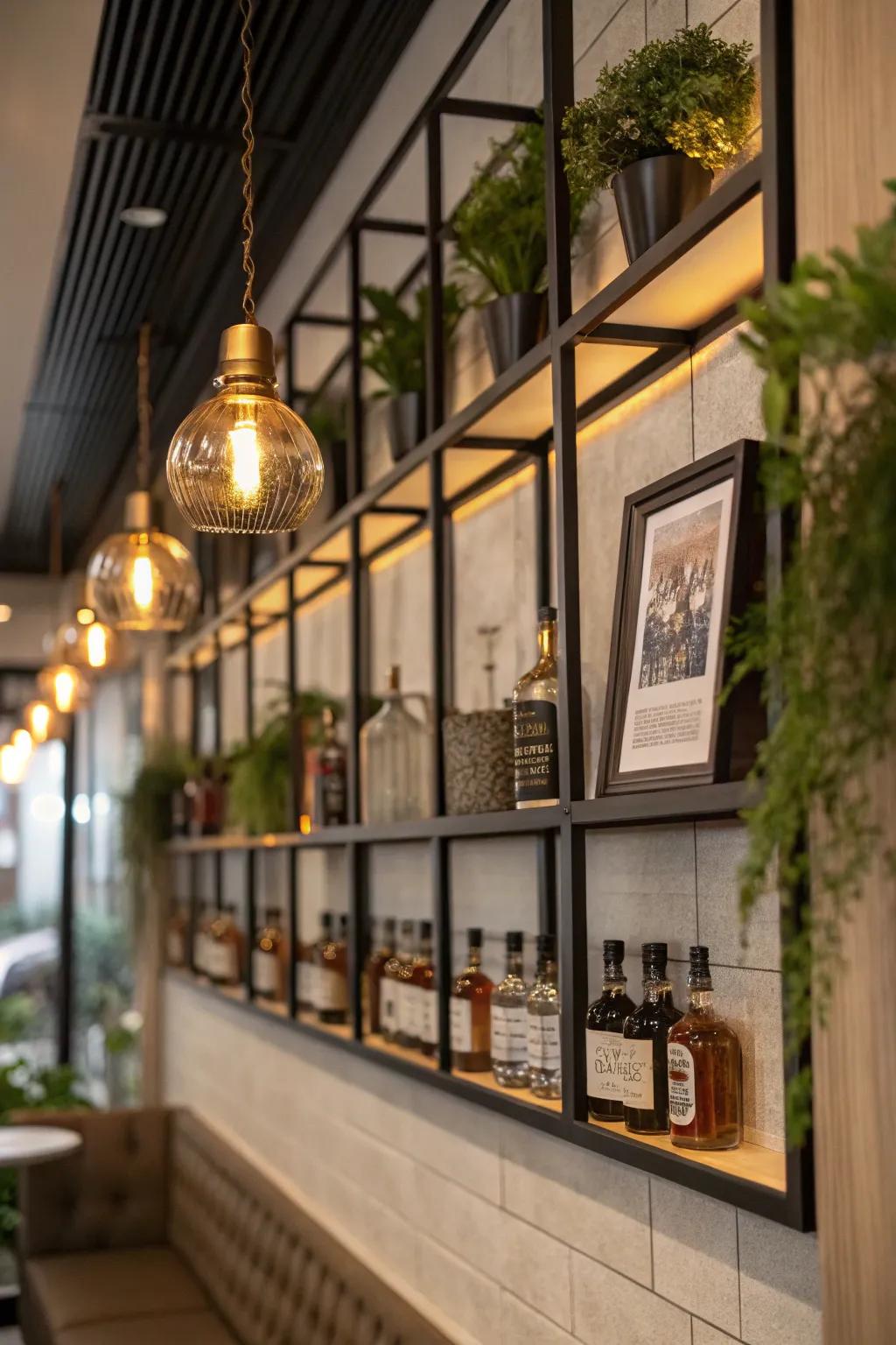 A framed wall display enhancing the presentation of mini liquor bottles.
