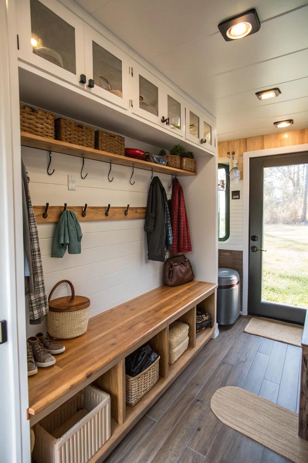 A practical mudroom that helps keep the home tidy and organized.