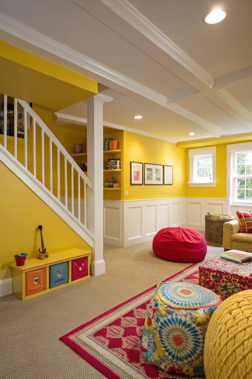 Bright gold infuses your basement with cheer and energy.