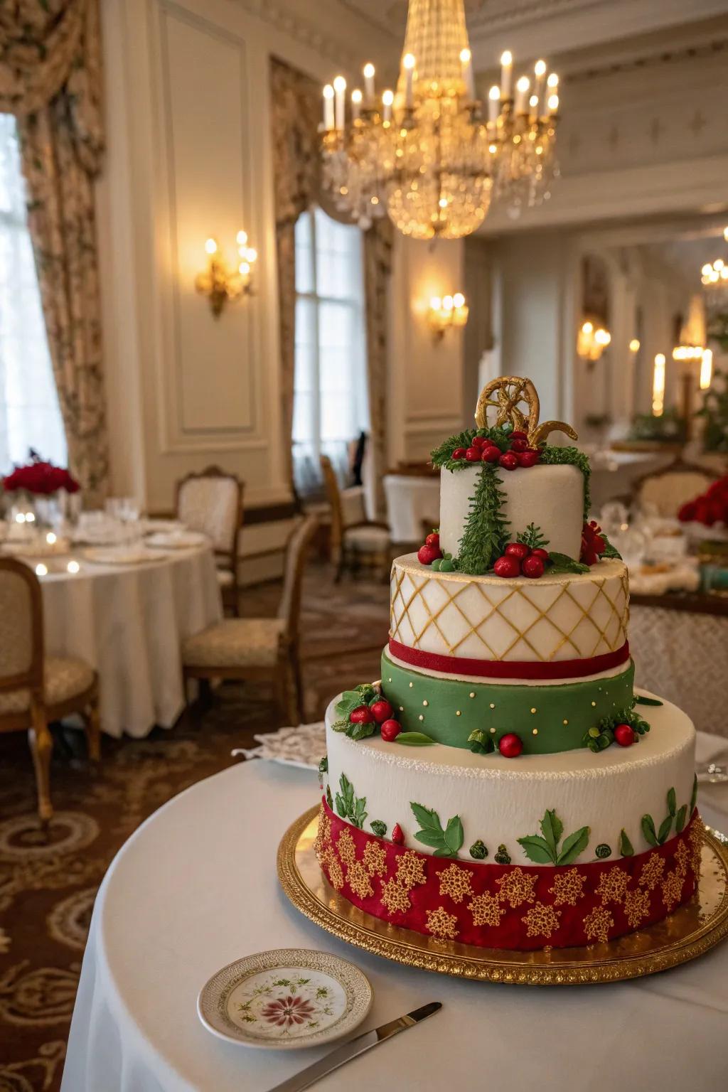 Christmas cake with a sophisticated color palette