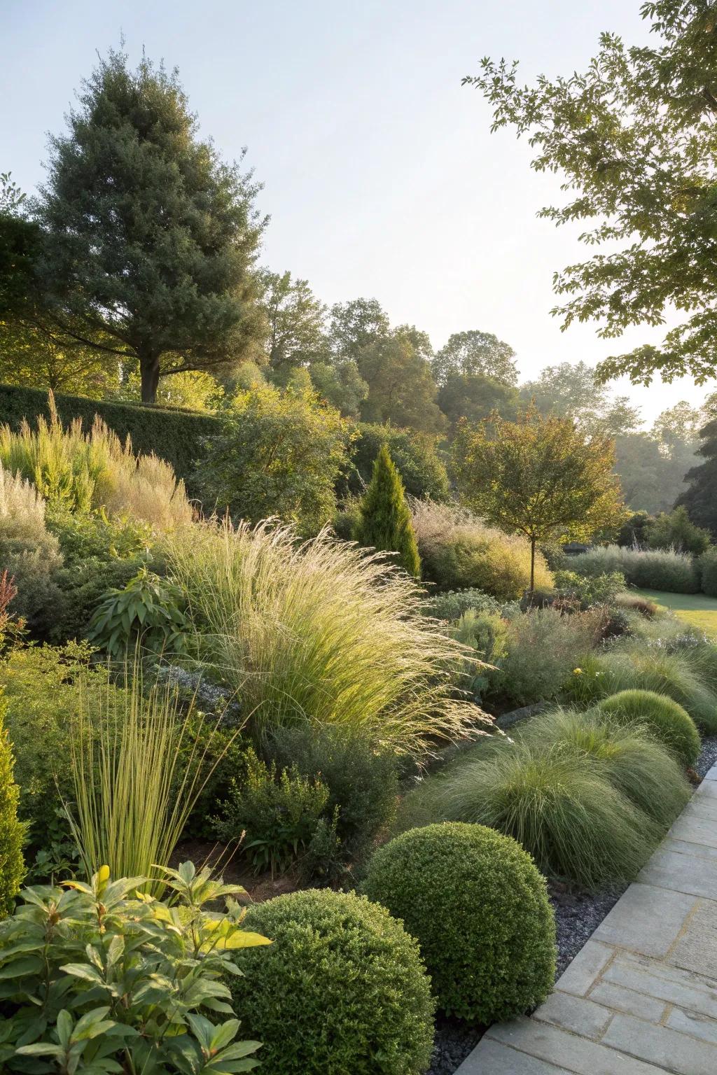 Abundant greenery offers privacy while enhancing natural beauty.