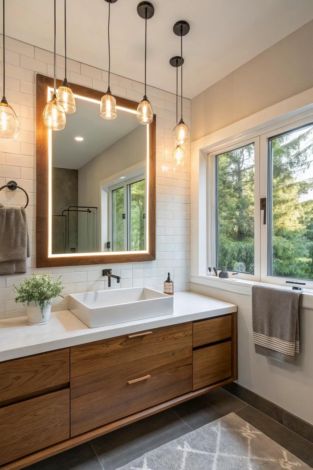 Layered lighting crafts a vibrant and welcoming ambiance.