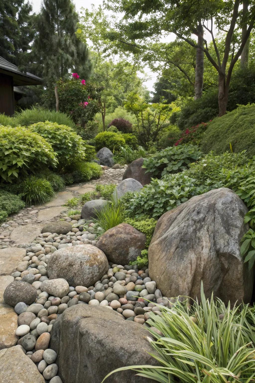 A mix of textures and sizes creates visual interest in your garden.