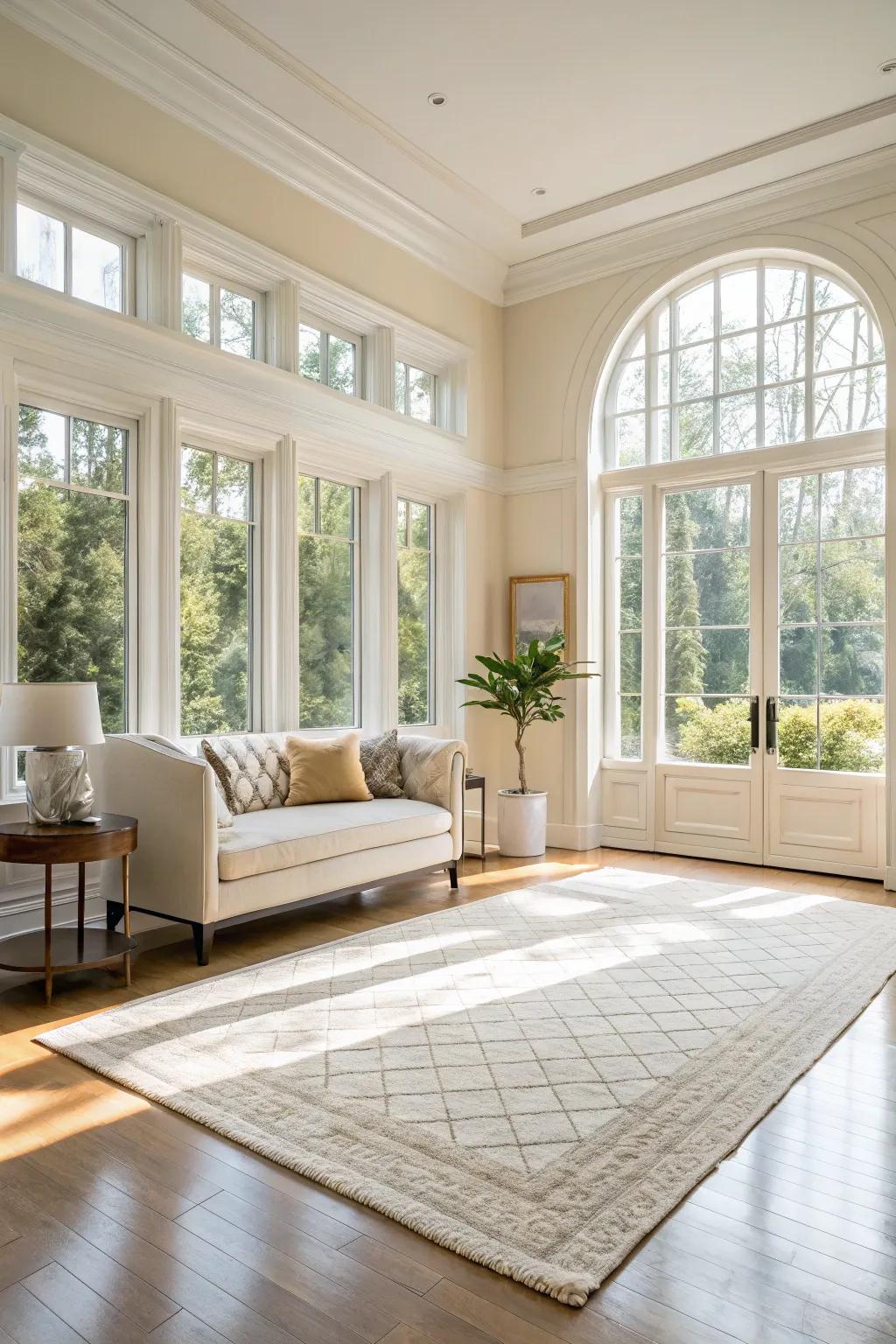 Light rugs amplify the natural brightness of a space.