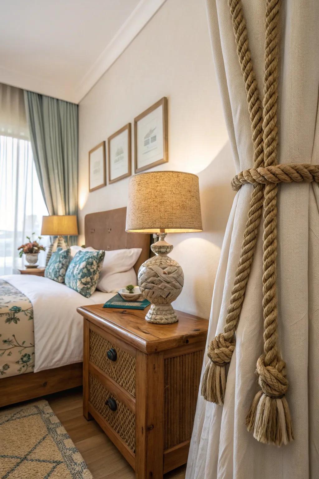 Rope features contribute both texture and nautical appeal.