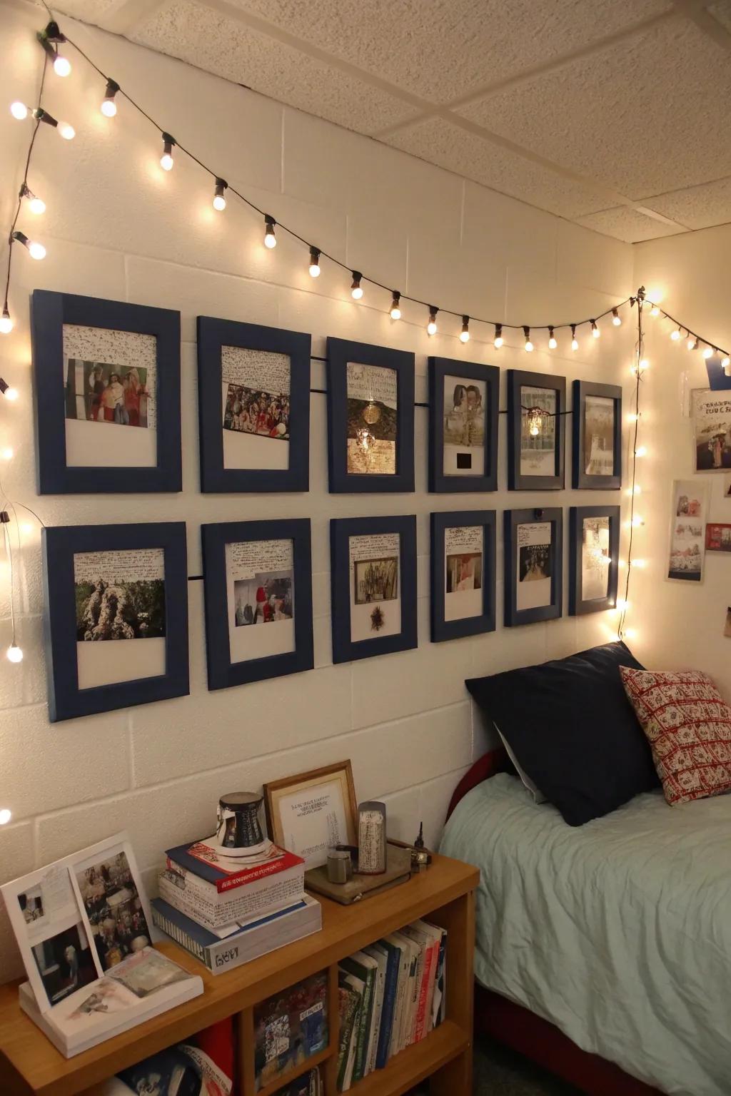 Personalize your space using a photo display that features favorite moments.