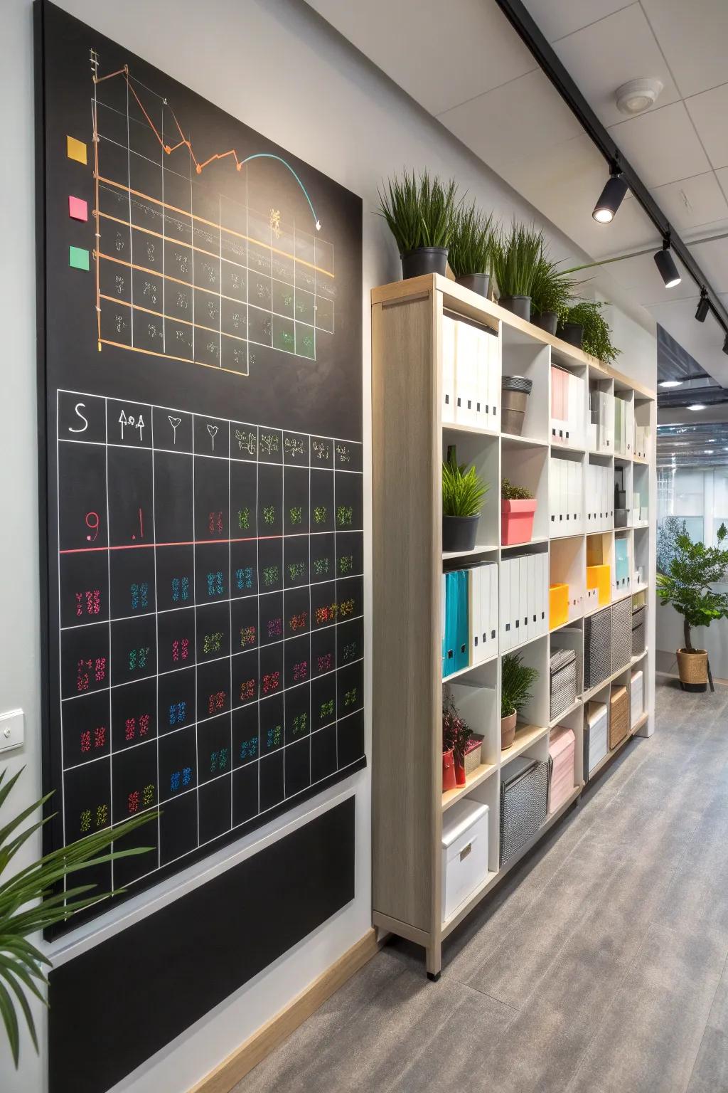 Arrange your month using a chalkboard calendar.