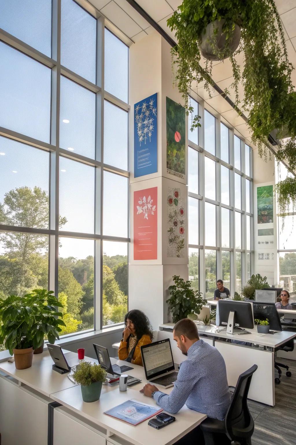 Bright office space with abundant natural light for improved productivity.