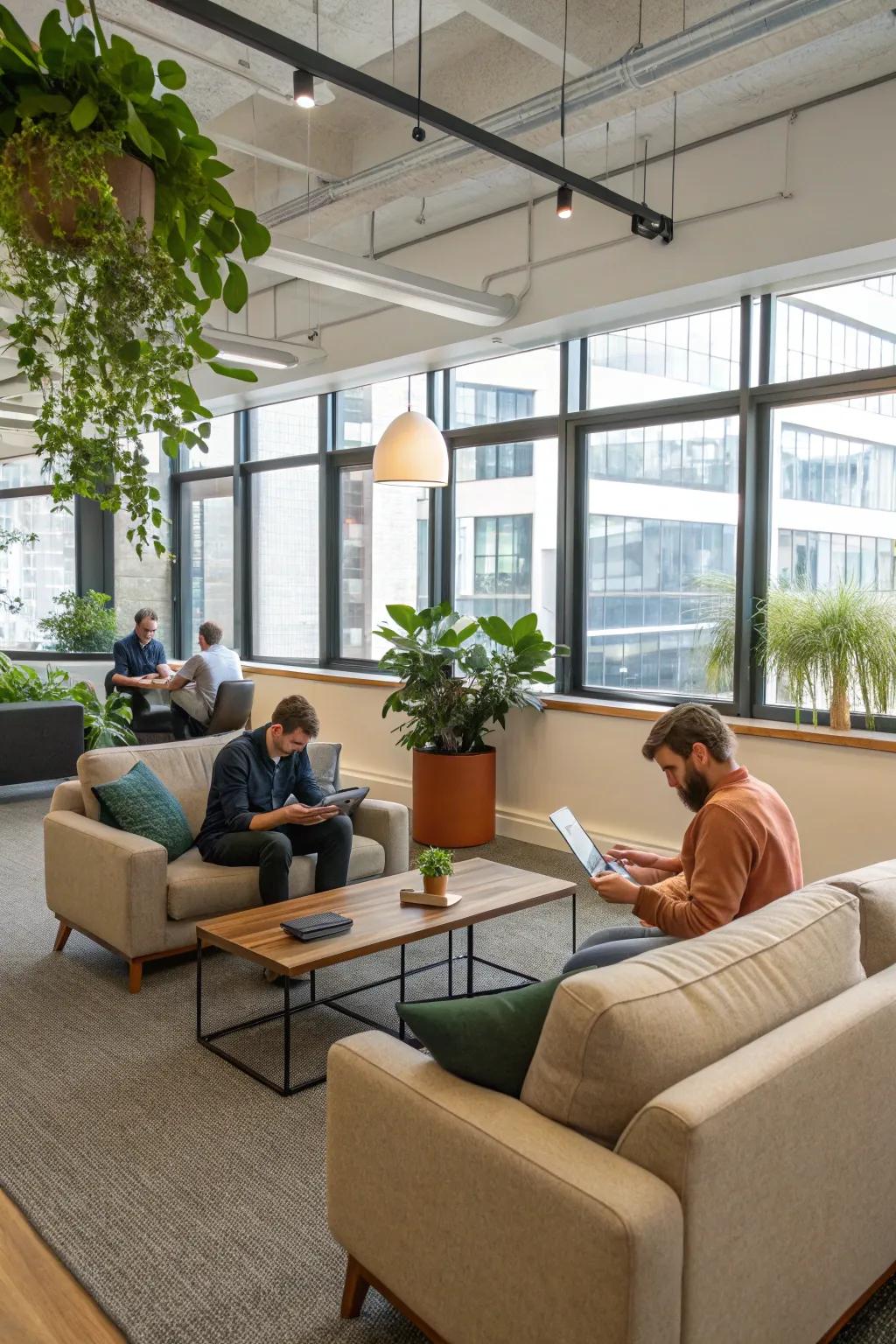 Casual zones encourage relaxation and informal discussions.
