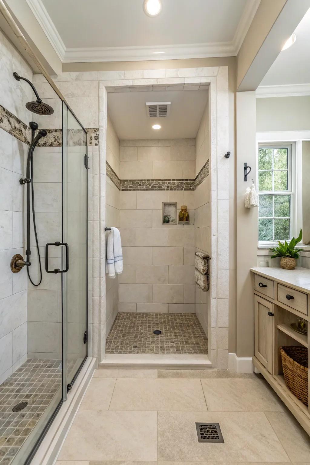 Subtle tones enhance the peace and openness of your shower.