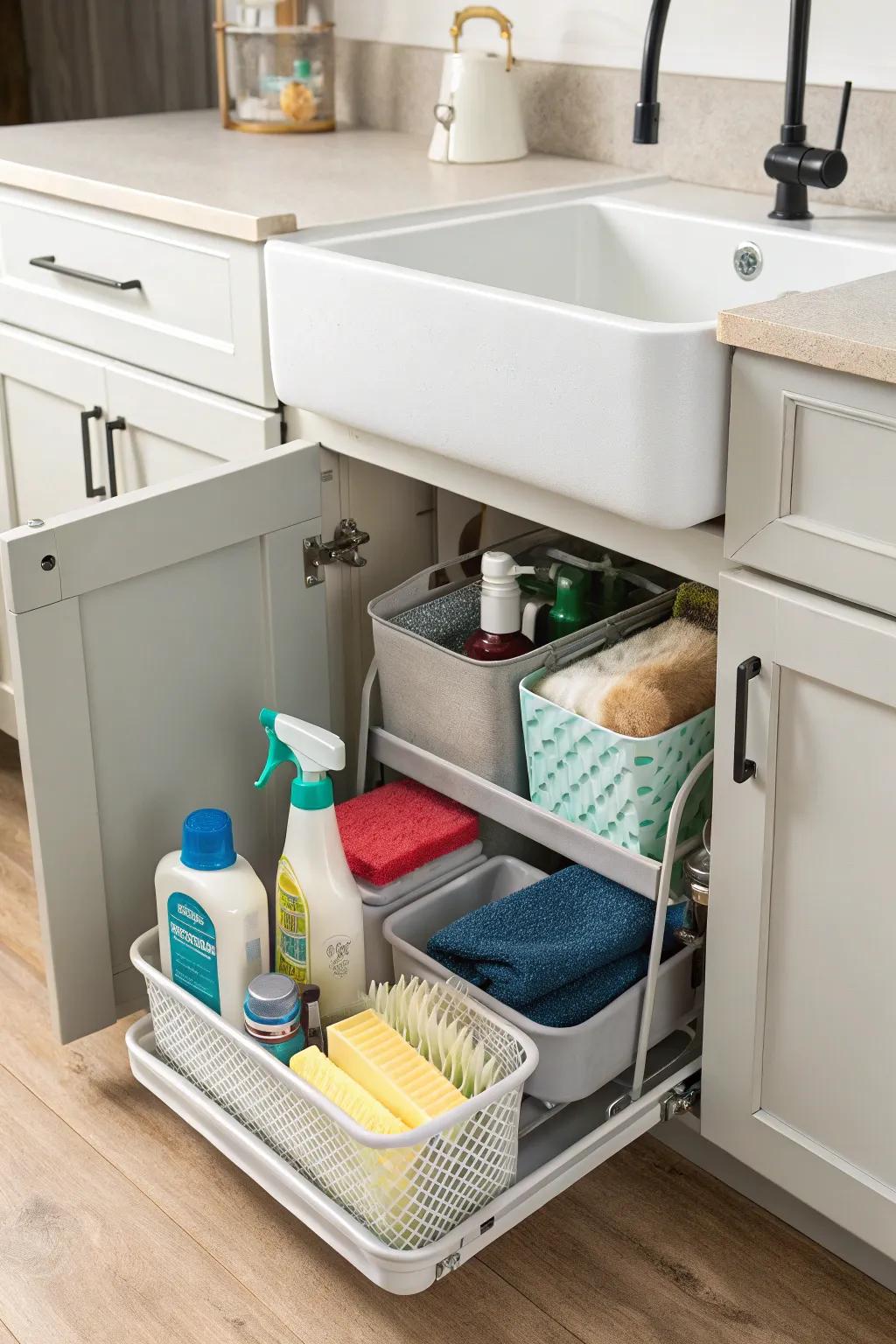 Sliding caddies offer both convenience and organization.