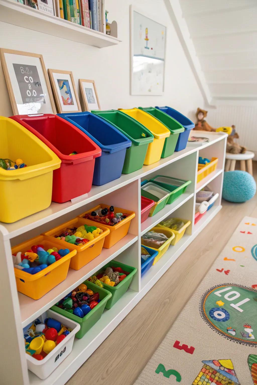 Sorting and storage are made easier by color-coding.