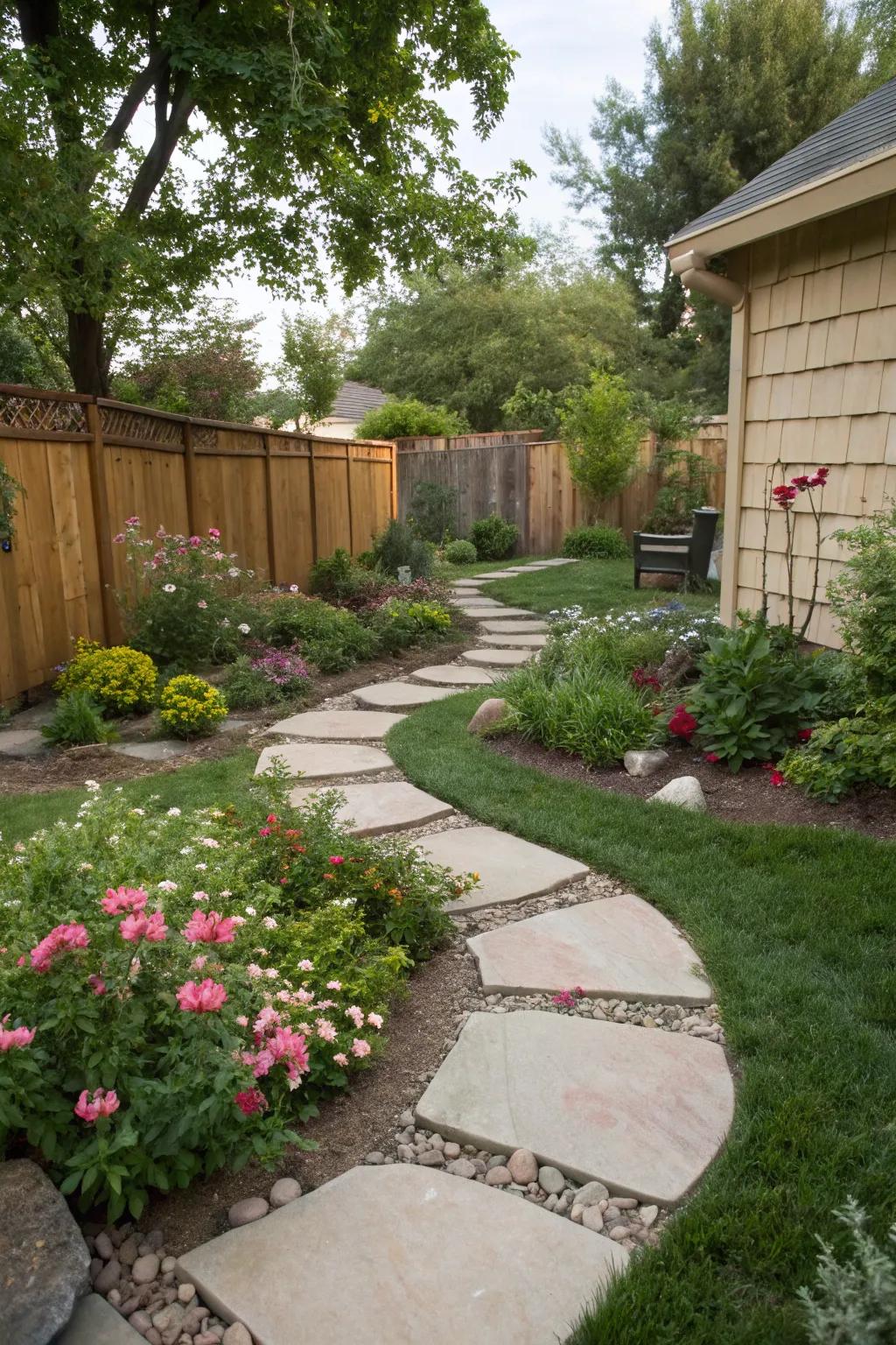 Add charm and function using decorative walkways.