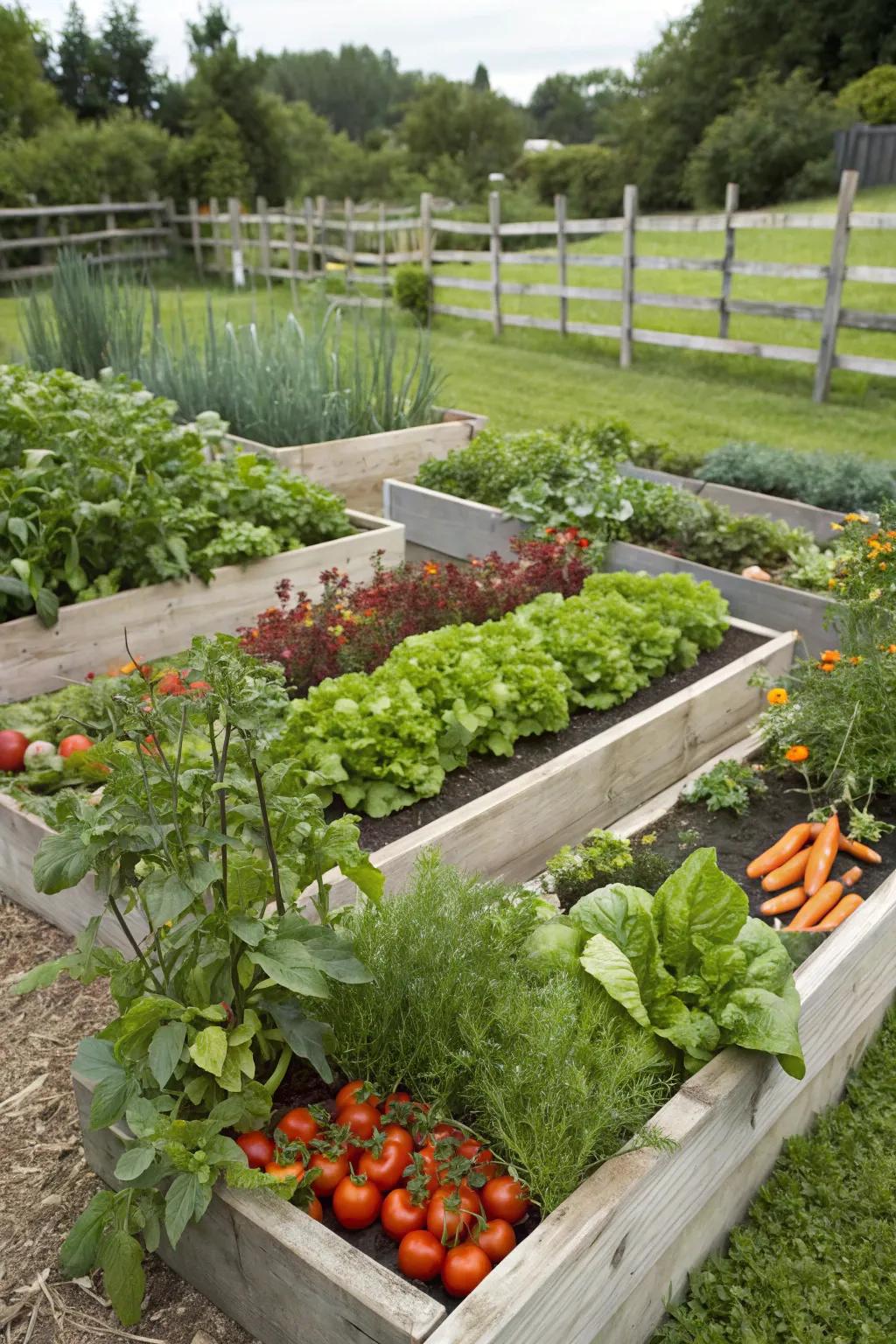 Elevated garden beds provide a structured and accessible way to cultivate your own produce.