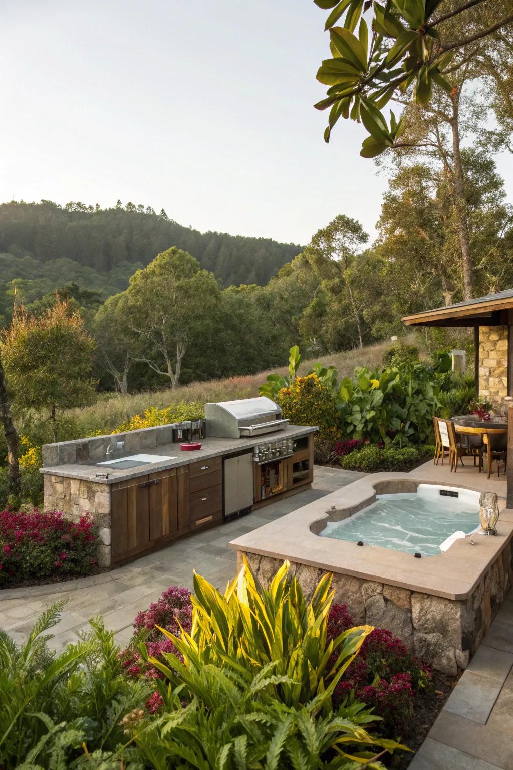 Abundant greenery adds beauty and privacy to your outdoor retreat.