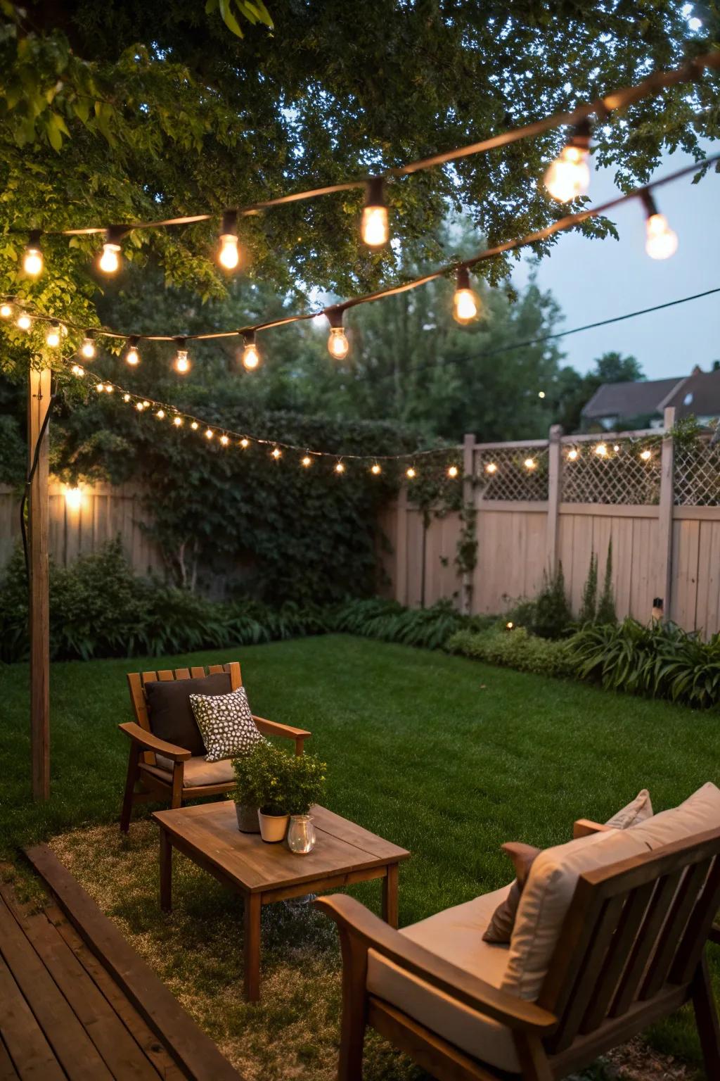 Filament illumination contributes a magical touch to any open-air space.