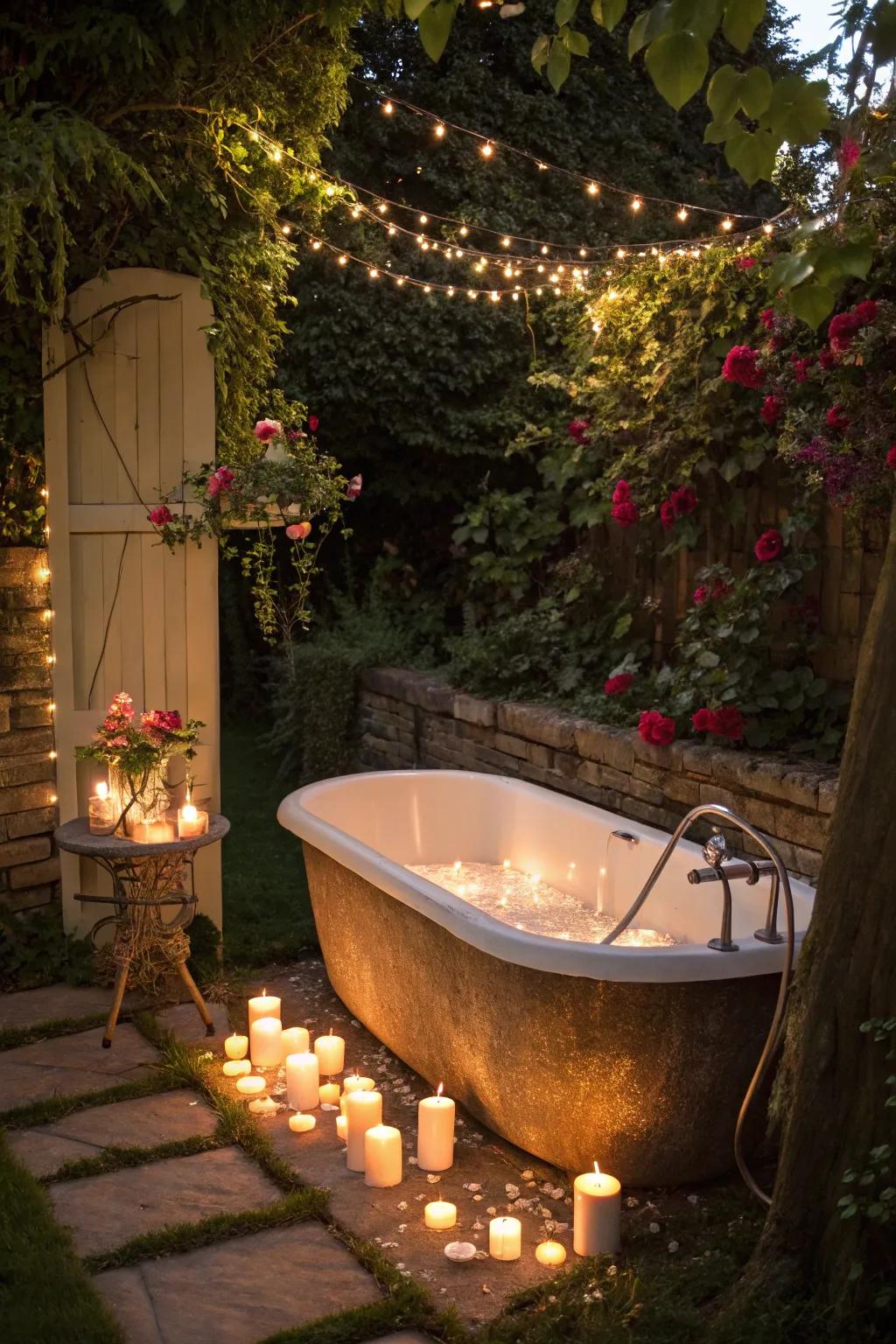 Create a bewitching atmosphere by using soft illumination near your tub.