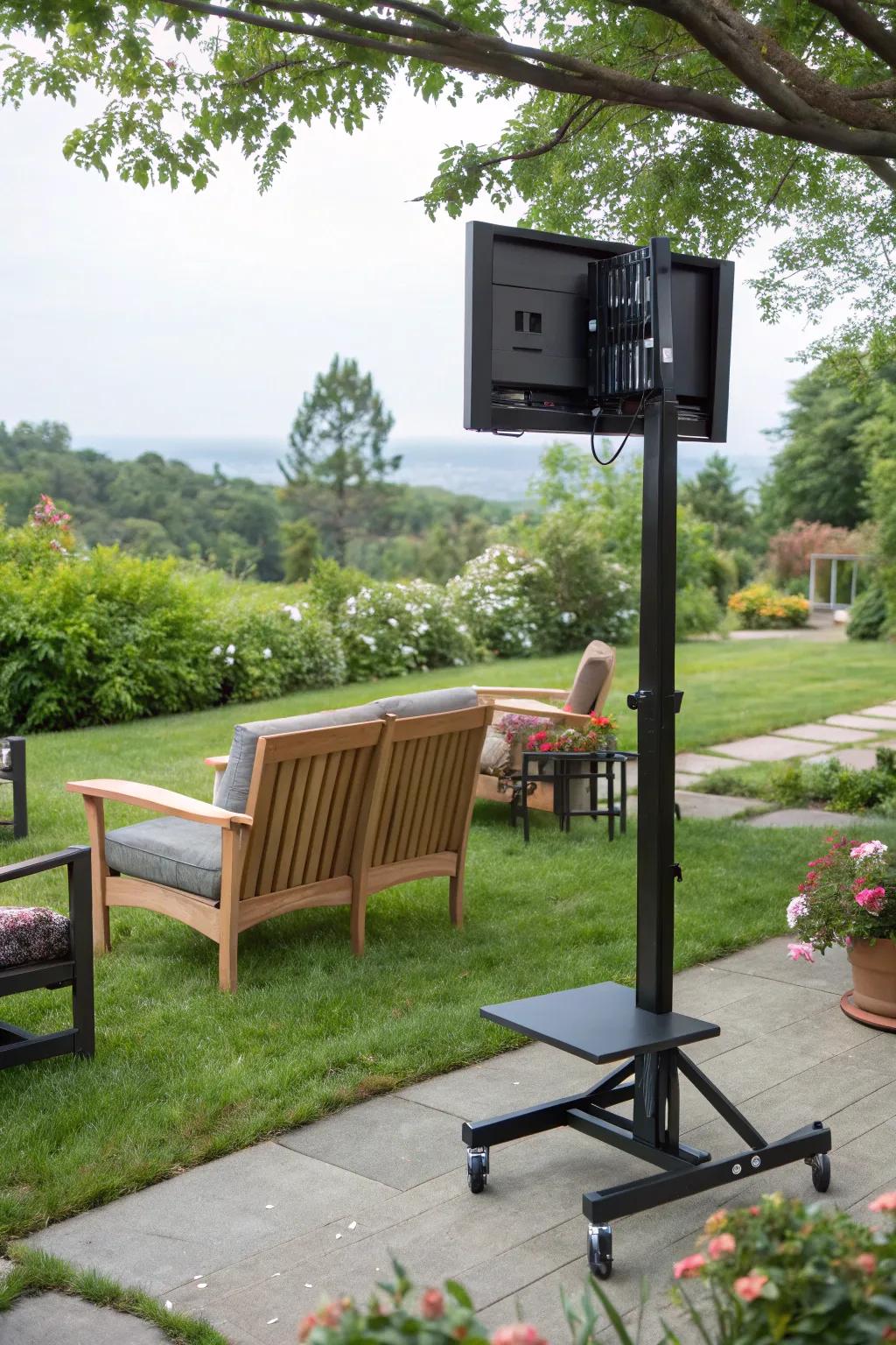 Enjoy flexibility with an adjustable TV stand.