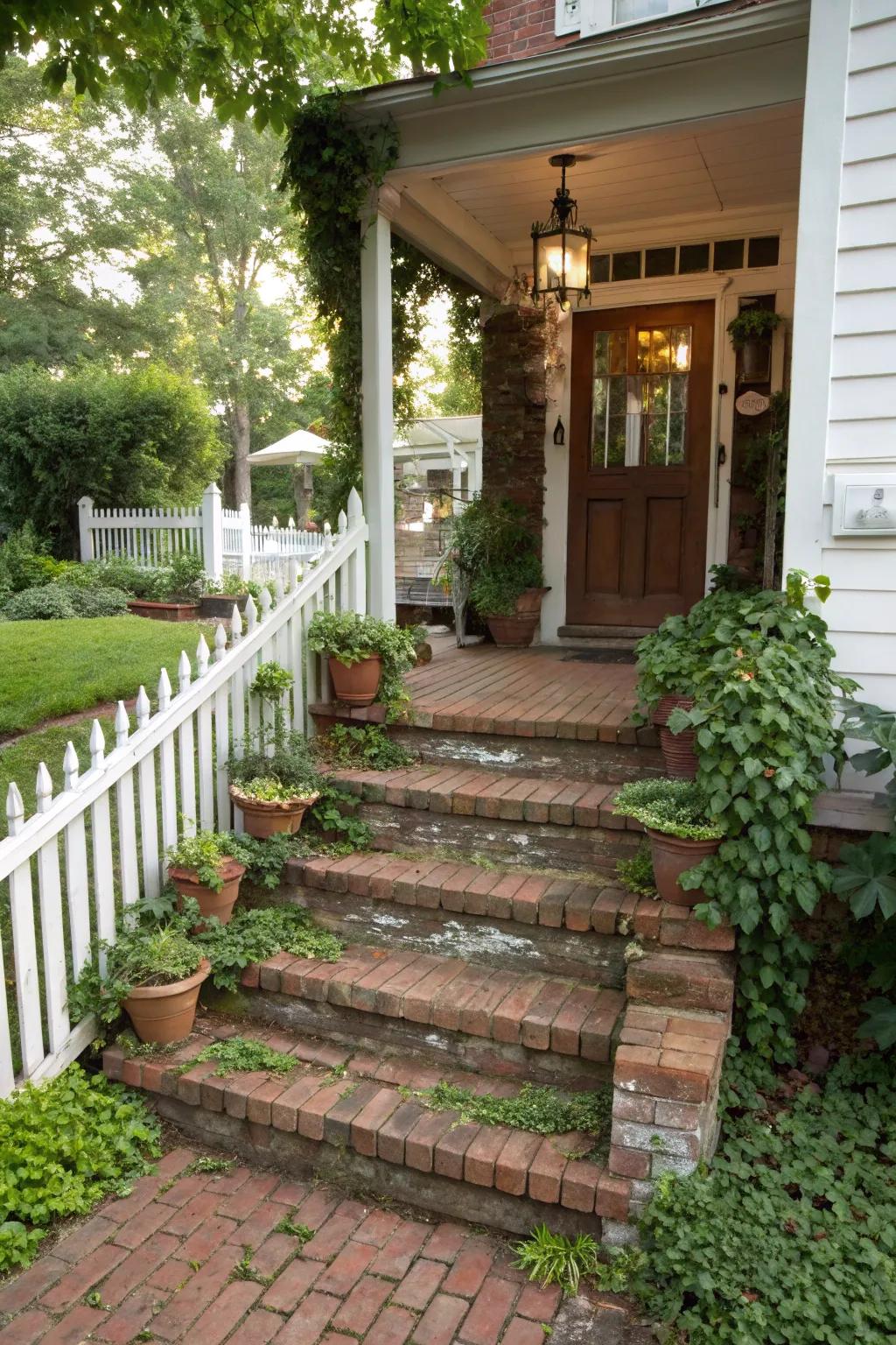 Captivating stonework steps lending countryside charm to any abode.