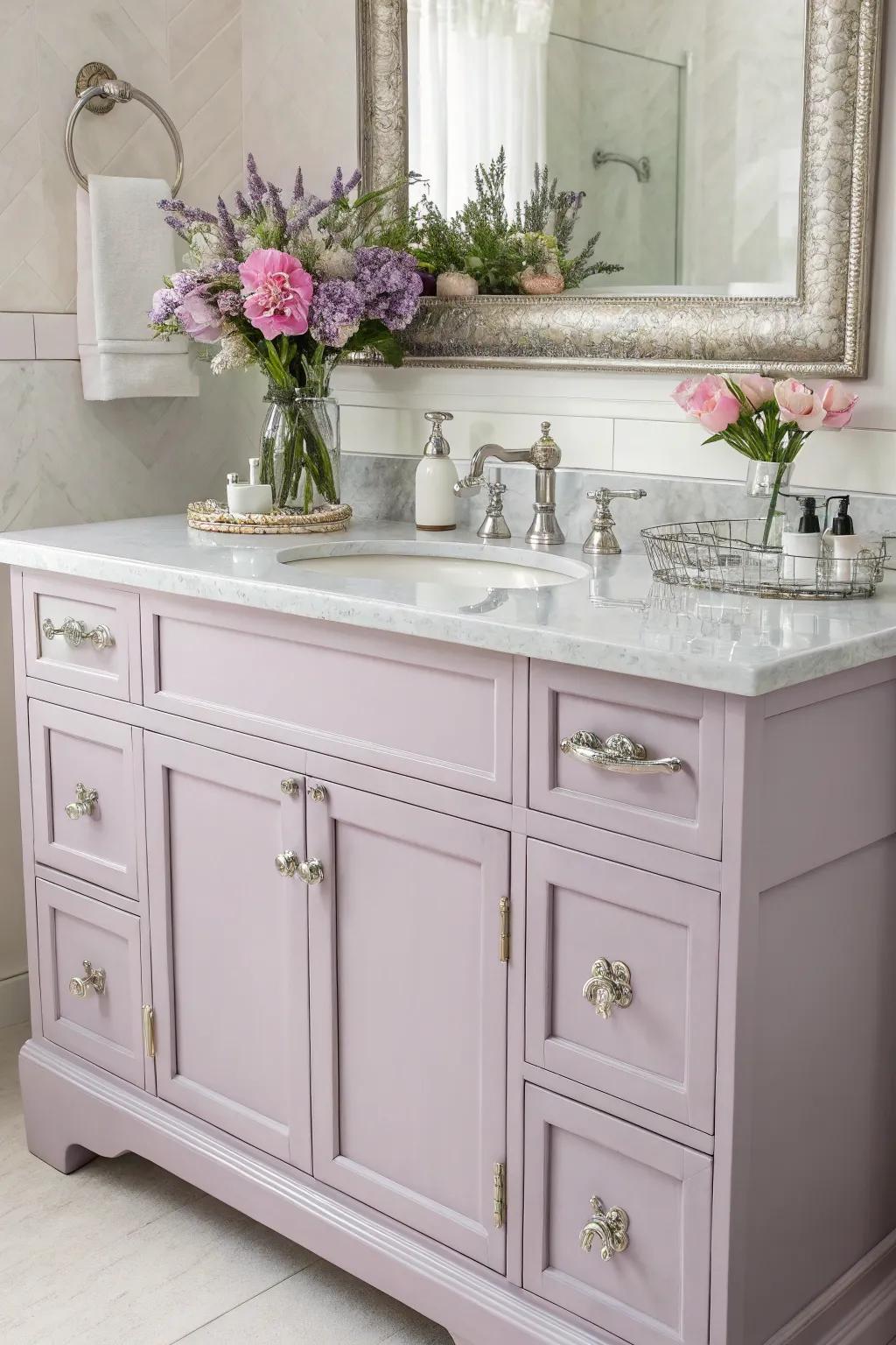 Lilac hues evoke a dreamy and feminine vibe.