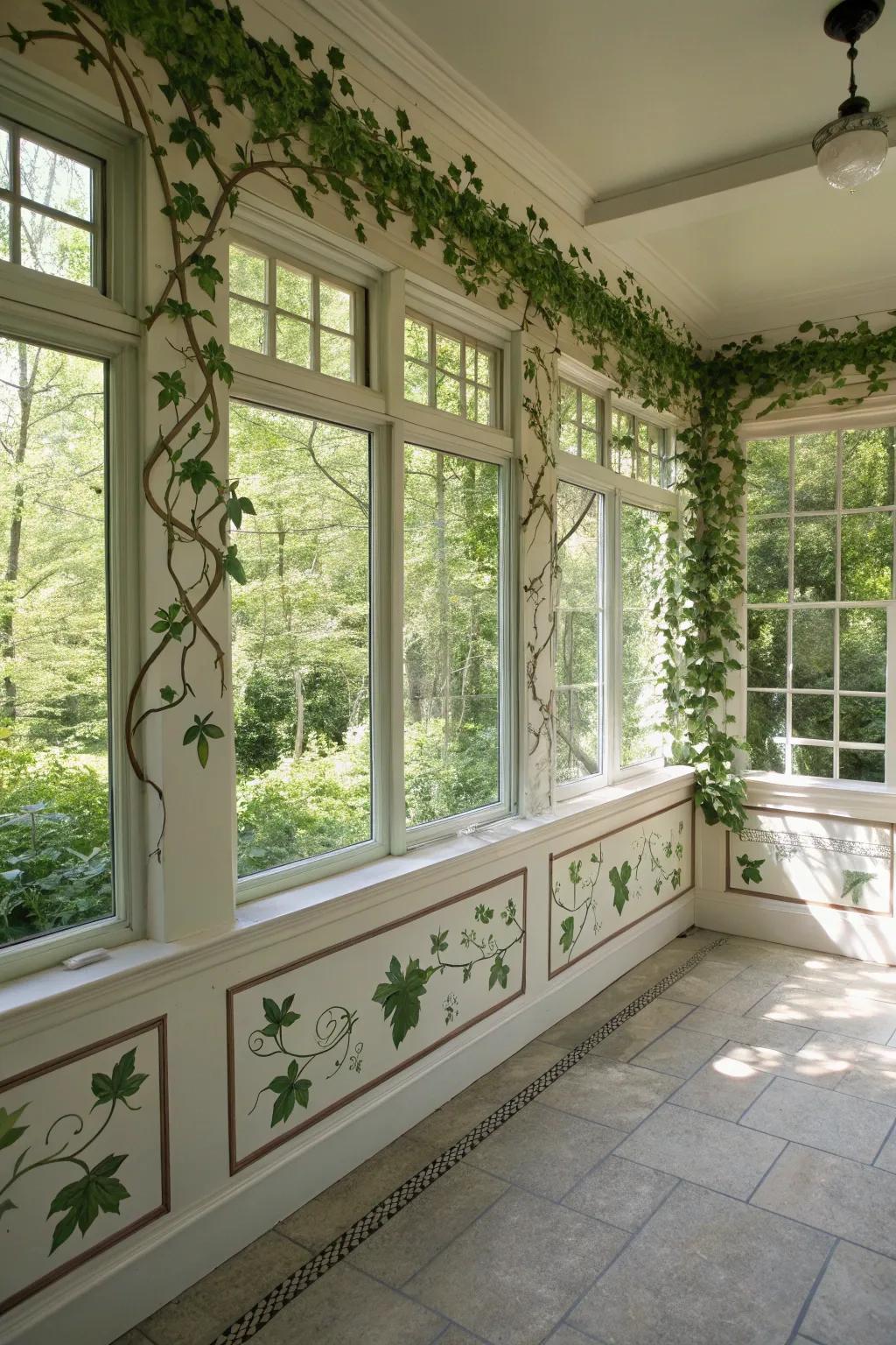 Establish a tranquil retreat using nature-themed borders.