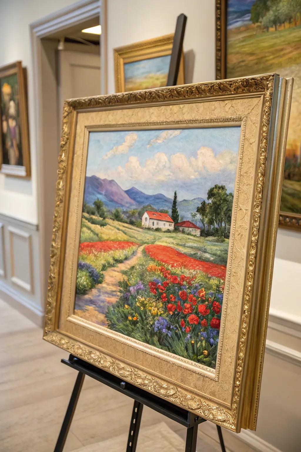 A dynamic painting enhanced via a complementary frame.
