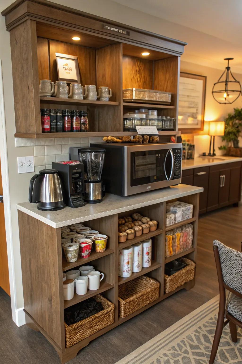 A multi-functional coffee bar handles more than just coffee prep.