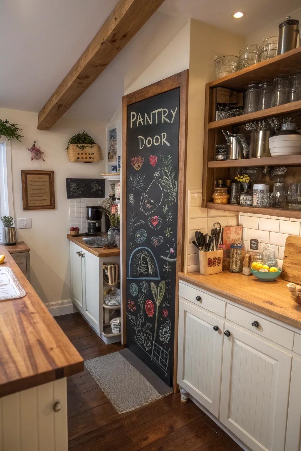 Writing board doors enhance both practicality and amusement in your kitchen.