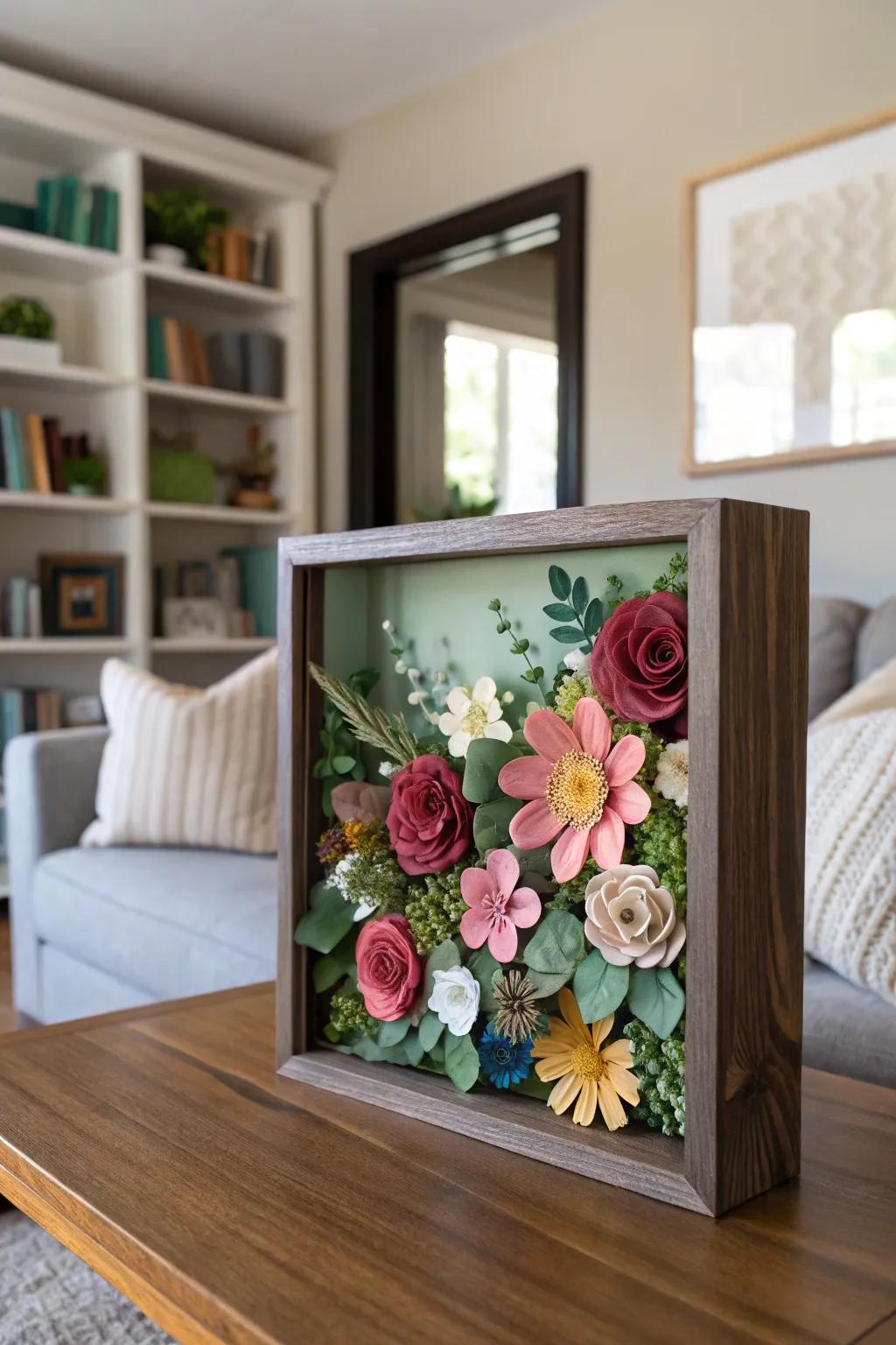 A botanical shadow box brings the beauty of nature inside.