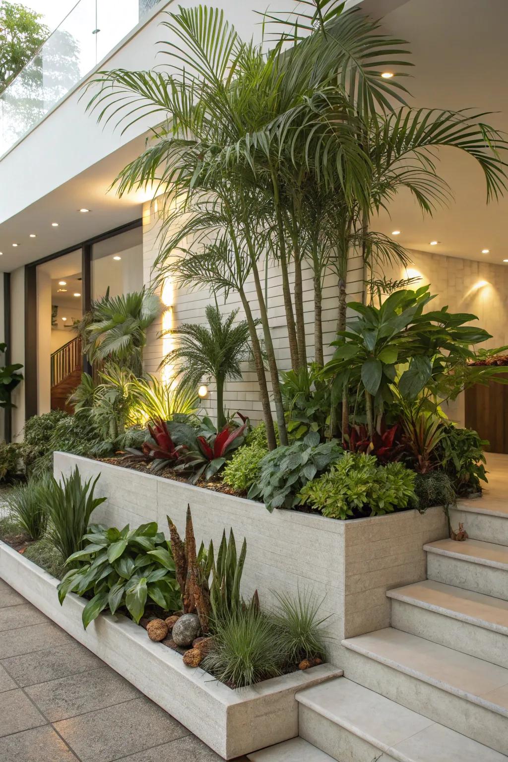 Add dimension using a multi-level plant arrangement.